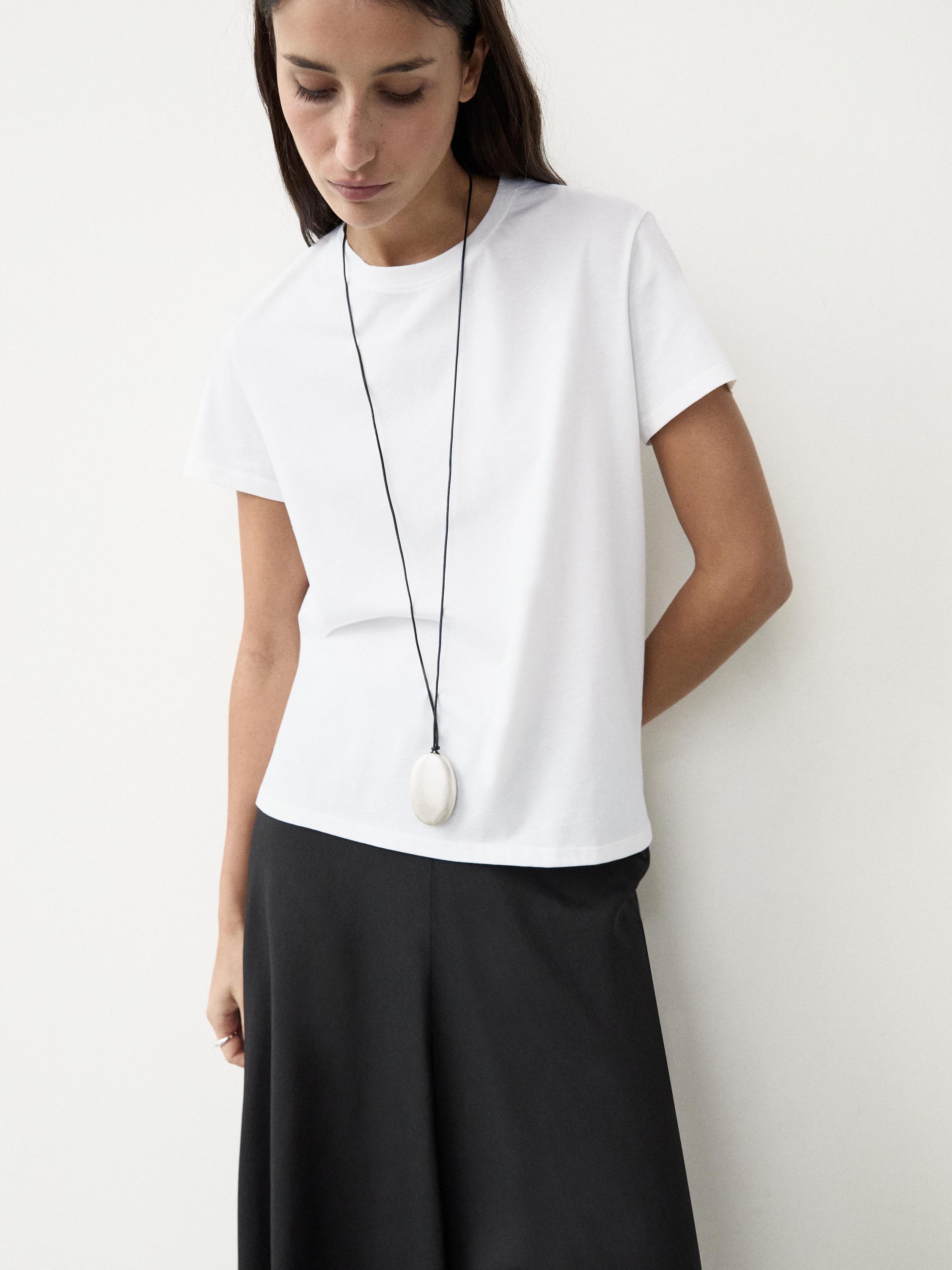 T-shirt en maille 100 % coton à manches courtes